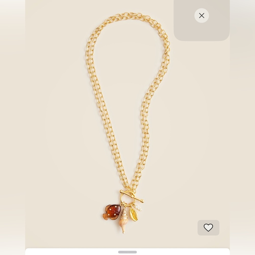 NWT J Crew gold toggle charm shell necklace